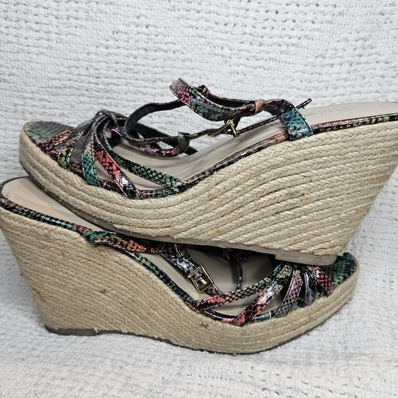 Colin Stuart Rainbow Reptile Snake Print Wedge Platform Stiletto Size 10 - Picture 10 of 16